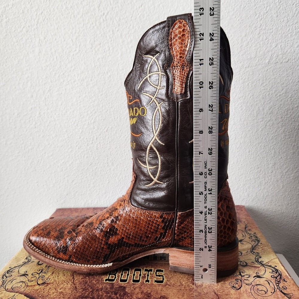 VTG El Dorado Python Western Cowboy Boots US 10.5 handmade León Mexico Muñoz - Picture 13 of 16